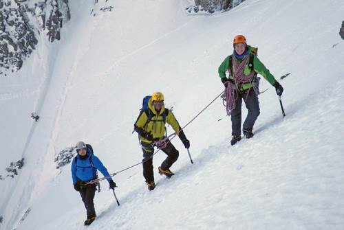 Sam Leary with clients on Ledge Route Sam Leary with clients on Ledge Route