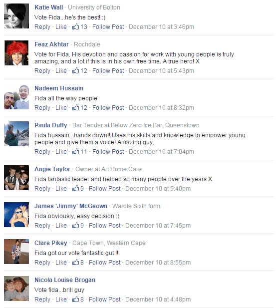 Facebook comments about Fida Facebook comments about Fida